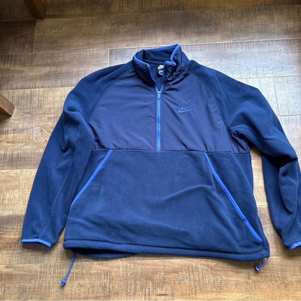 Nike Men’s XL Navy Quarter-Zip Fleece Pullover Blue pockets - Picture 1 of 5